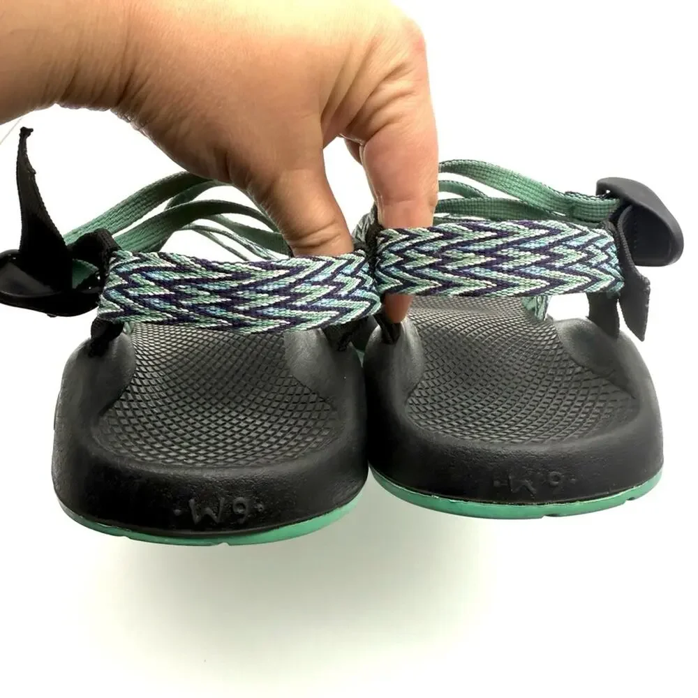 Chaco Z/2 Sandal Strappy Blue Green Diamond Zigzag Pattern Hiking Outdoor Active